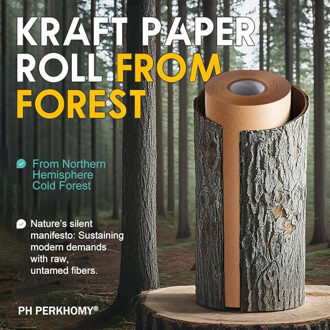 PerkHomy 36" x 1,440" (120') Brown Kraft Paper Roll for Craft Bulletin Board Paper Art Table Covering Crafting Gift Wrapping Bouquet Packing Parcel 70GSM 50LB (Brown, 36" x 120')