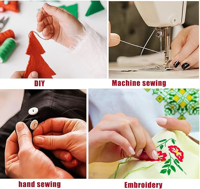 Fbshicung Polyester Sewing Thread Set - 30 Assorted Colors, 50 Yards per Thread Spool, Sewing Kit Includes 5 Large Eye Hand Needles, 2 Needle Threader, Suitable for DIY Hand Sewing