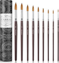 Sable Watercolor Brushes 9pcs Professional Superior Kolinsky Watercolor Paint Brushes for Artists Round Pointed Oval Wash for Watercolor Acrylics Gouache Inks Painting
