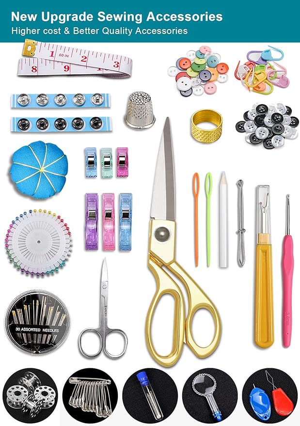 Cebelo Large Sewing Kit for Adults: 232Pcs Sewing Supplies for Hand Mending Clothes Emergency Repair for Home Travel Dorm - 2026 Christmas Gifts for Mom Grandma Students Beginner (Black)