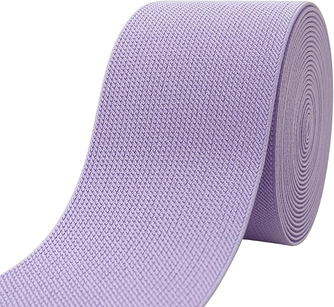 Lavender Knit Elastic Band 3 inch 5 Yards Double-Side Twill Woven Elastic Heavy Stretch Elastic Spool for Sewing Pants Waistband, Wigs, Skirts, Craft DIY Projects (#33)