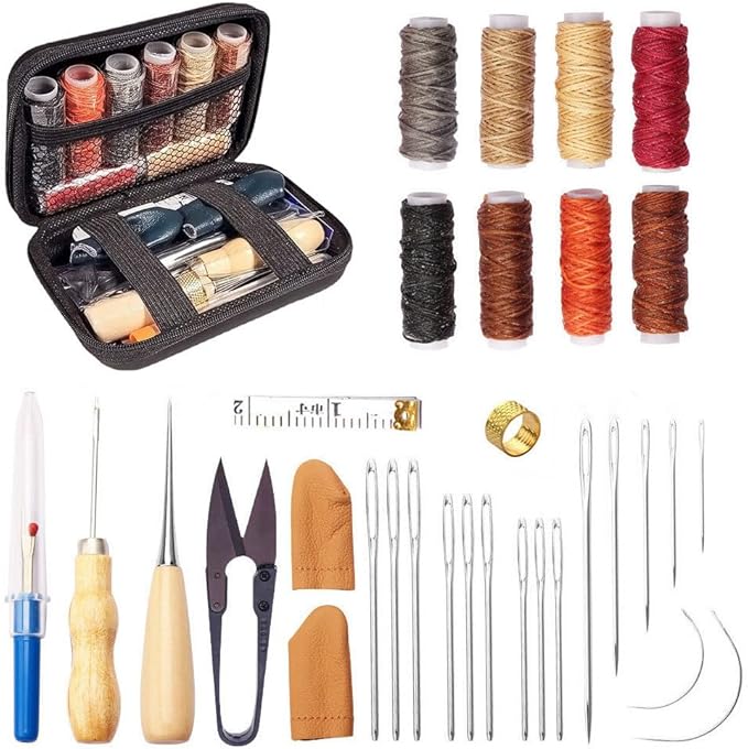 Sewing Awl Kit, Portable Tool Stitching Leather Sewing Thread, Waxed Thread Kit for DIY Leather Sewing Repair Craft (3)