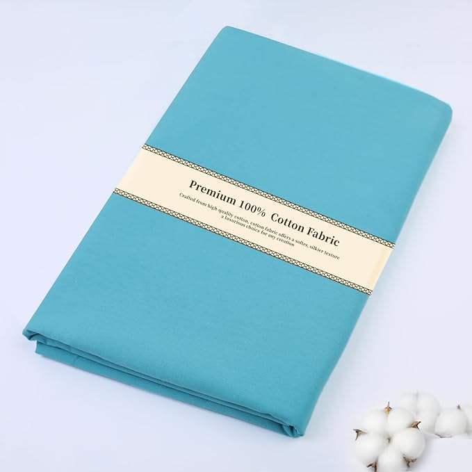 Cotton Fabric Natural Cotton Poplin Fabric by The Yard 100% Cotton, 59 Inches Wide Soft Embroidery Fabric Material for Quilting, Sewing, Crafts, Binding, Backing and Lining (Teal, 5 Yard)