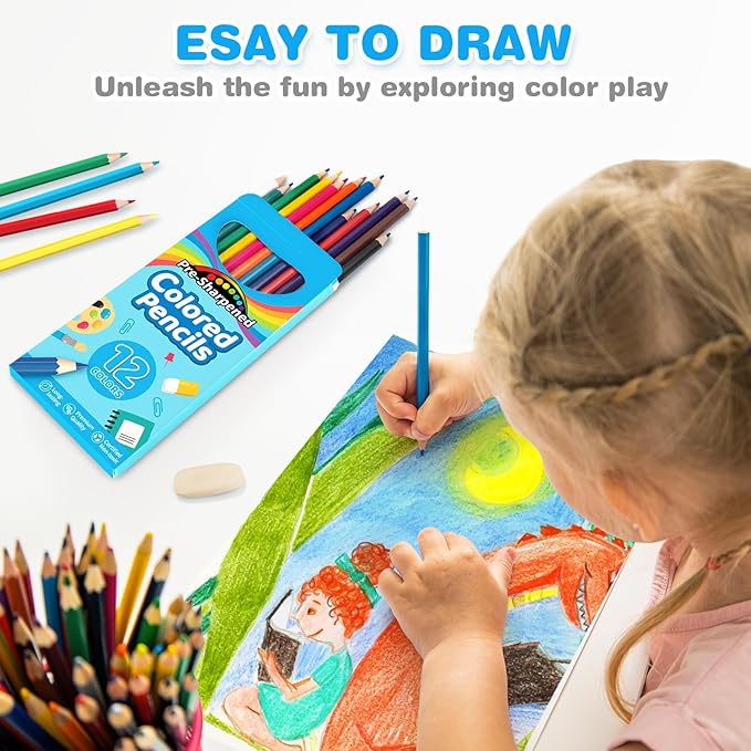 V-Opitos 48 Count Colored Pencils, 4 Packs Pre-sharpened Coloring Pencils for Kids in 12 Colors, Bulk School Supplies for Teachers, Ideal Back to School Supplies & Classroom Prizes