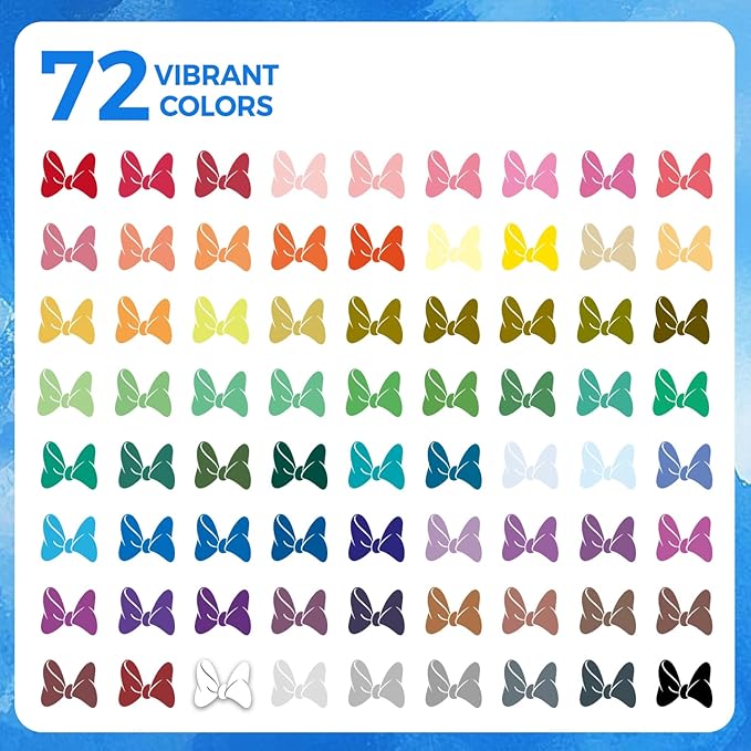 TBC The Best Crafts Acrylic Paint Markers, 72 Colors Water-Based Paint Pens for Art and Craft Projects, Multi-Surface Use on Fabric, Glass, Wood, Stone, Metal, Ceramic, Canvas, Rock