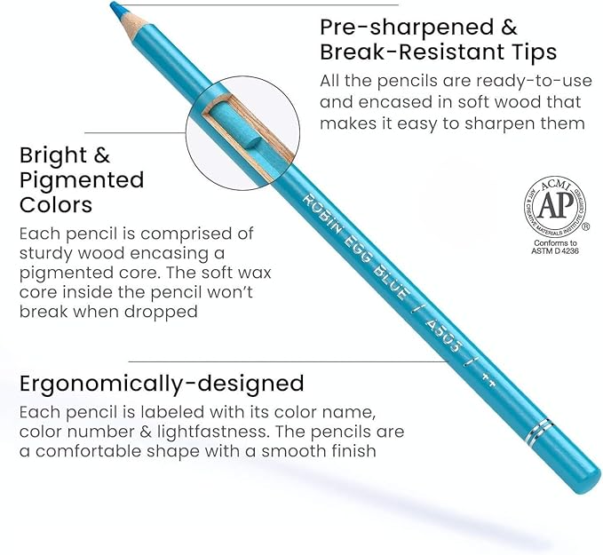 ARTEZA Colored Pencils 72 Soft Wax-Based Color Pencils for Adults & Artists. Pre-Sharpened Drawing Set for Blending, Coloring, Shading & Sketching. Professional Art Supplies in Tin Box, Holiday Gift