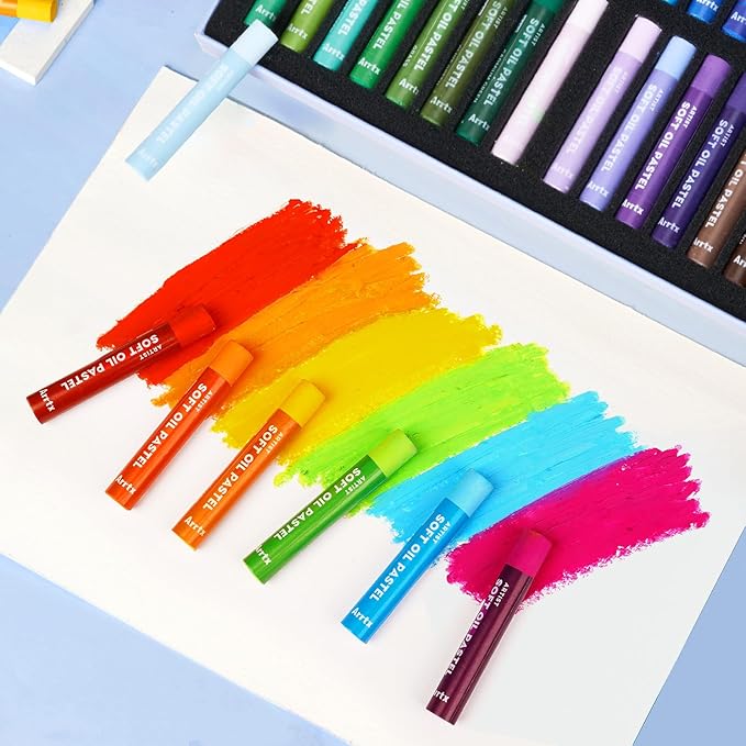 Arrtx Artist Oil Pastels 48 Colors Set, Soft Oil Pastel Vibrant and Creamy, Professional Oil Pastel Crayons Set Art Supplies for Artist and Beginners