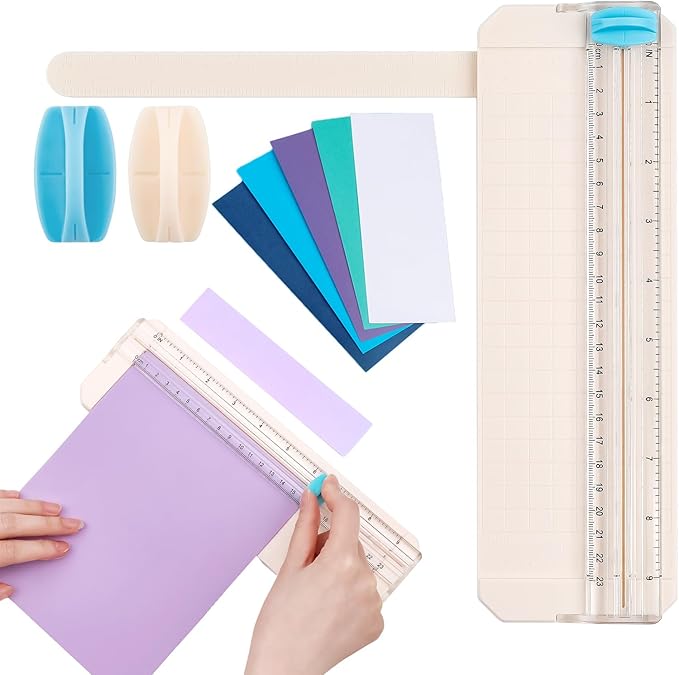 BAOFALI Mini Paper Trimmer with 1Cutting/1Scoring Blades Extending Ruler for Scrapbooking Craft, Paper, Postcards,Coupon, Photos,Label, Cardstock ect Closed Size Approx.26.5x8.5cm/10.4x3.3inch