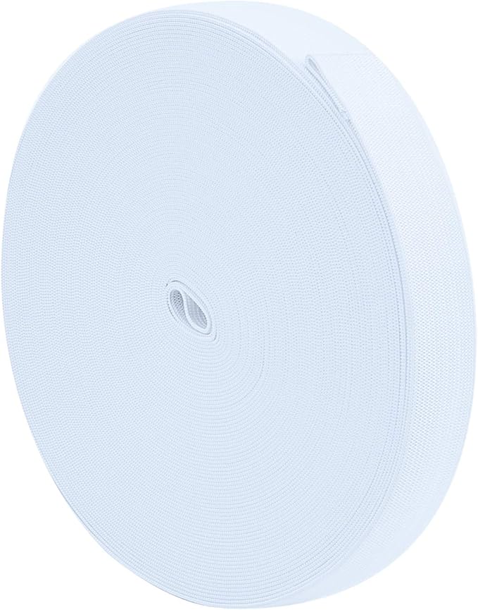 20 Yards Sewing Knit Stretch Elastic Band Spool, 1 inch Width (White)