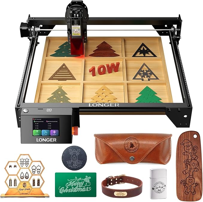 Longer RAY5 Laser Engraver, Laser Engraver 10W Output Power, 3.5” Color Touch Screen, App Offline Control, DIY Engraver Tool for Metal/Glass/Wood Engraving Area 15.75"x15.75"