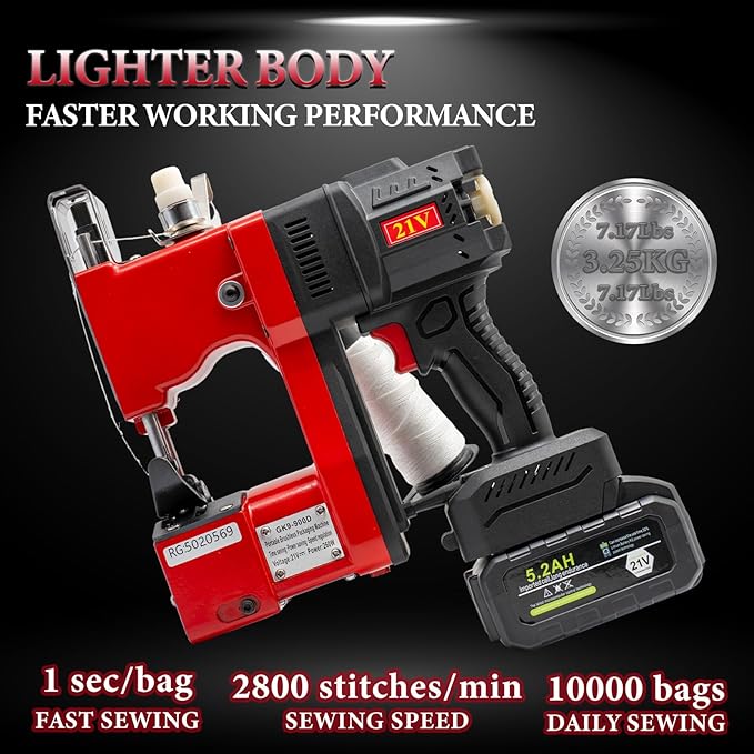 Battery Bag Sewing Closing Machine Brushless Motor Cordless Portable Bag Closer Stitcher Packing Machine