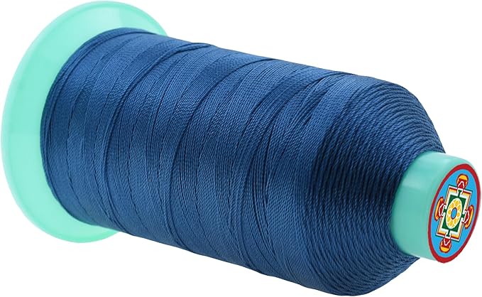 Mandala Crafts Size 346 210D T350 Bonded Nylon Thread - Airforce Blue 415 YDs Tex 350 Heavy Duty Sewing Threads for Leather, Jeans, Weaving, Outdoor Marine Upholstery
