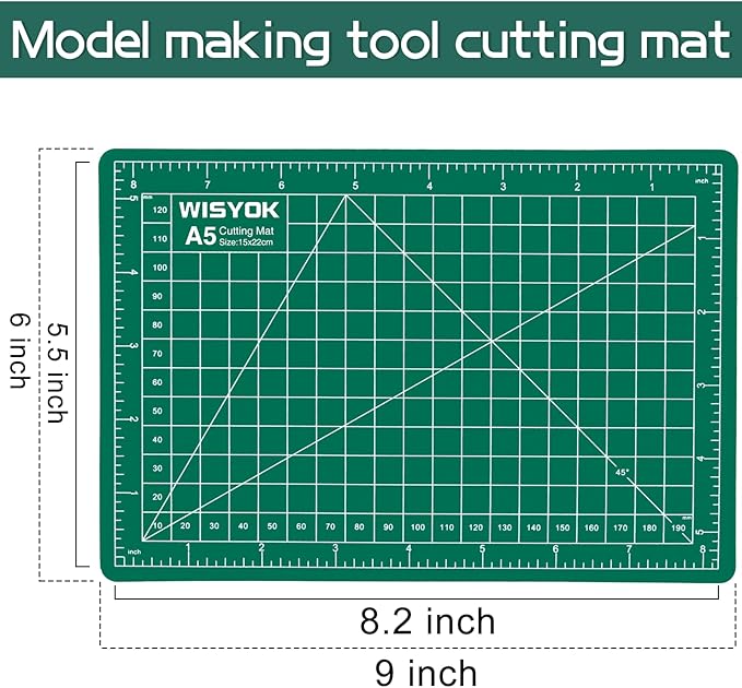 WISYOK 6" x 8" A5 Self-Healing Craft Mat, Small Rotary Cutting Mat for Sewing, Fabric, Ideal for DIY Crafts, Children, Hobbyists