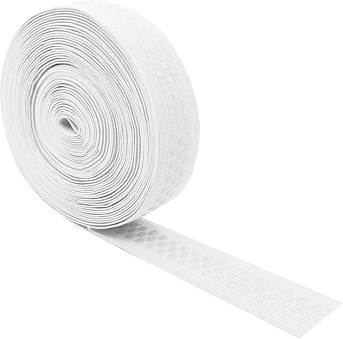 Mandala Crafts 1 Inch Elastic Silicone Gripper Tape for Clothing - 10 Yds Dotted Non Slip Elastic Band for Sewing - White Silicone Flat Fabric Stretchy Ribbon Straps