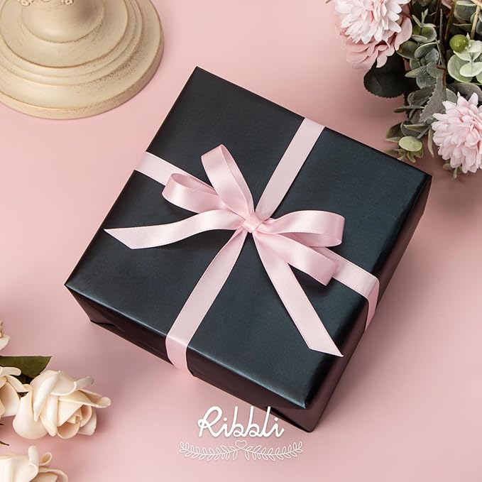 Ribbli Light Pink Satin Ribbon Double Faced Satin 1/2 inch x Continuous 50 Yards-Light Pink Ribbon for Gift Wrapping Crafts Wedding Decoration Bows Bouquet Floral Arrangement