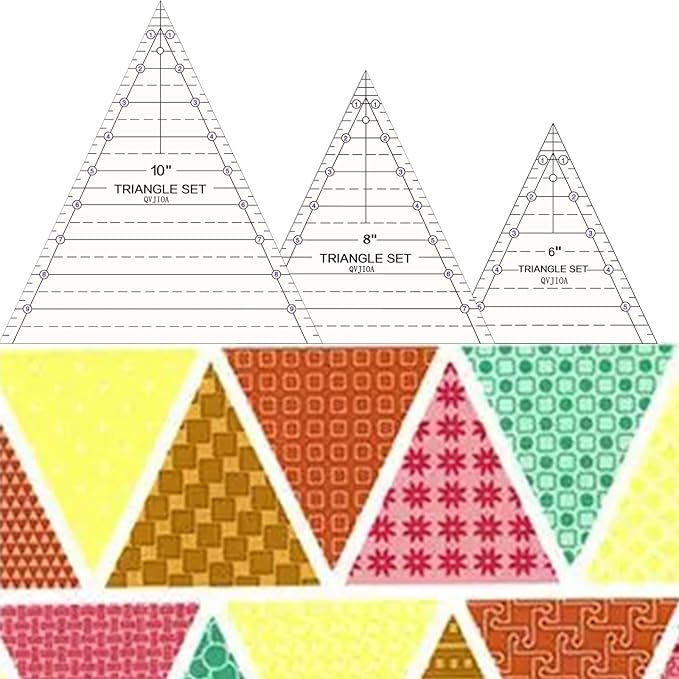 3 Set Tall Triangle Quilting Rulers for Quilting Templates 6 8 10 Inch Wedge Triangle Quilting Rulers and Templates, Sewing Templates for Sewing Cut Measurement DIY Craft Quilting Tools