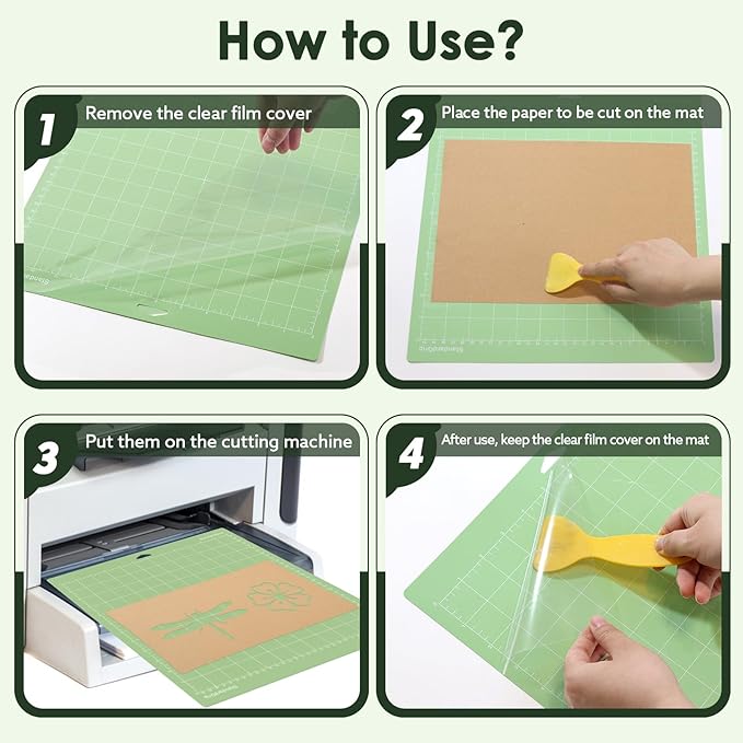 24 Pcs Cutting Mat for Cricut Bulk, Non-Slip 12x12 Inch Green Cut Mats (Standard Grip) for Explore One/Maker/Air/Air 2, DIY Crafty