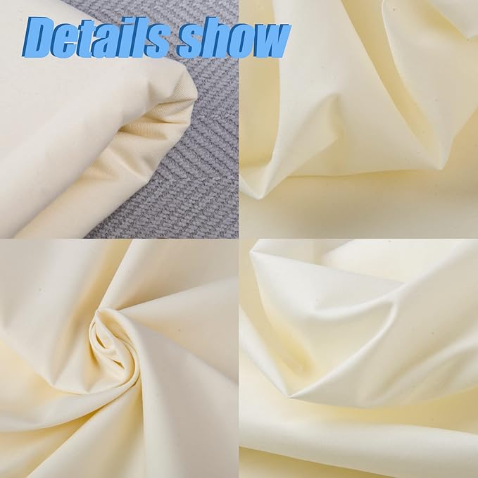 5 Yard Ivory Cotton Fabric,Natural Cotton Poplin Fabric by The Yard, 59 Inches Wide 100% Cotton Fabric,Soft Embroidery Muslin Quilting Material for Sewing Material Apparel Cloth