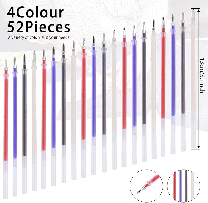 JANYUN 116 Pieces Heat Erasable Pens for Fabric Set, 12 Disappearing Ink Pens with 104 Refills Fabric Marking Pens Fabric Markers for Quilting Sewing DIY Dressmaking Fabrics Tailors Chalk