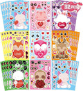 32 Sheets Valentine Stickers for Kids, Valentine' s Day Make a Face Stickers, Make Your Own Valentine Sticker for Boys Girls, Valentines Gifts Classroom Teacher Reward Valentine' s Day Party Supplies