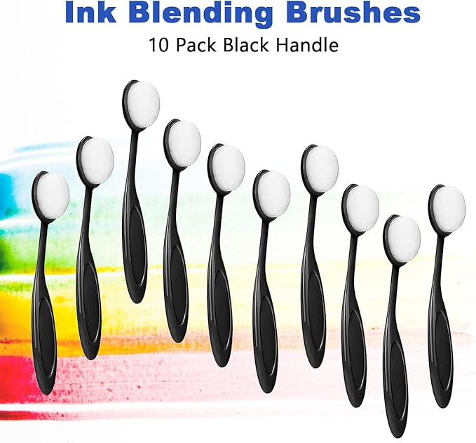 10 Pack Ink Blending Brushes for Card Making, Ink Blending Tool, Blender Brushes for Stamping Scrapbooking Stencil, Ink Blending Brush for Crafter Application Painting (Black Handles)