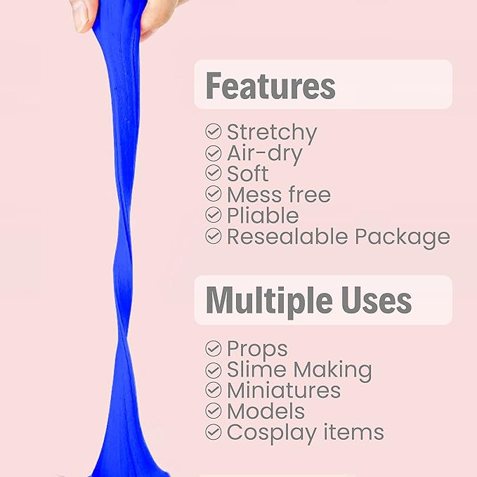 BOHS Blue Modeling Foam Clay - 1.1 Lbs, Squishy,Soft, Air Dry -for Flower Mirror,Cosplay,Fake Bake, Slime Supplies-500g