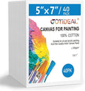 GOTIDEAL Bulk Canvases for Painting, 5 x 7 inch Value Pack of 40, Gesso Primed White Blank Canvas Boards - 100% Cotton Art Supplies Canvas Panel for Acrylic Paint, Pouring, Oil Paint, Gouache