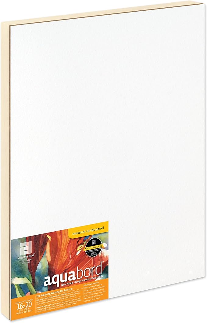 Ampersand Art Supply Watercolor Painting Panel: Museum Series Aquabord, 7/8 Inch Flat Profile, 16" x 20"