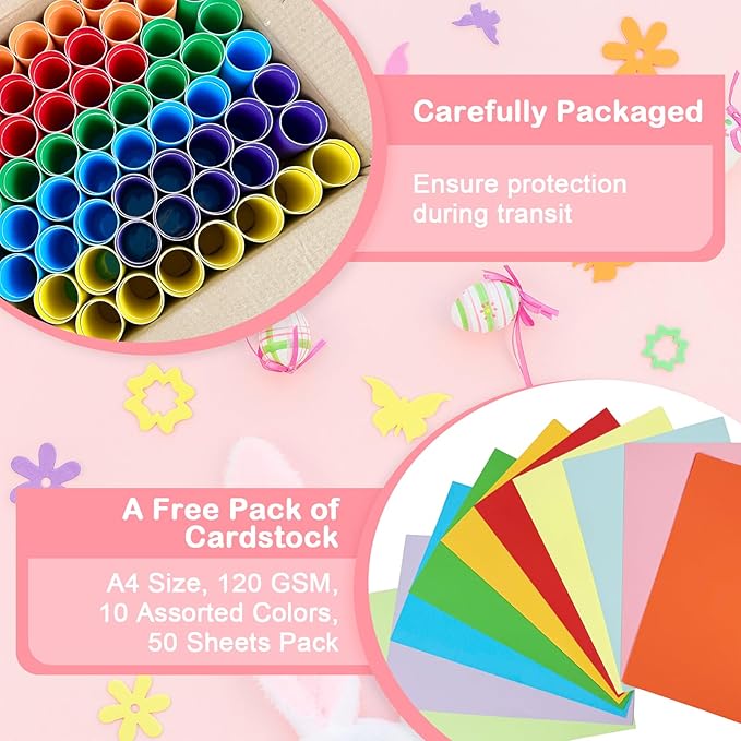 Seeyauro 120-Pack Kraft Cardboard Tubes for Crafts-1.57x3.74 Inches&1.5x3.4 Inches-Resistant Toilet Paper Rolls for DIY, School Supplies & Art Projects-Include 50 Sheets A4 Colorful Paper-Multicolor