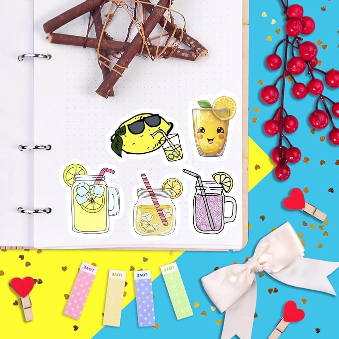 BulbaCraft Lemonade Stickers for Water Bottle and Laptop - Waterproof Vinyl Lemonade Decals, Gifts for Women & Men