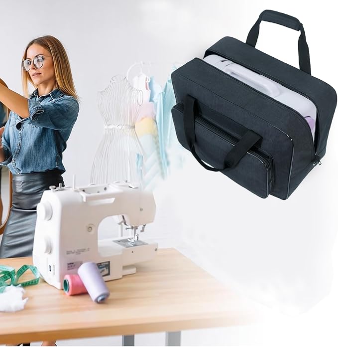 Sewing Machine Carrying Case，Sewing Machine Carrying Case Tote Bag，Universal Tote Storage Bag with Pockets and Handles, Suitable for Most Standard Singer (BLACK)