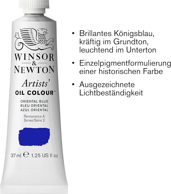 Winsor & Newton Artists' Oil Color, 37ml (1.25 oz) Tube, Oriental Blue