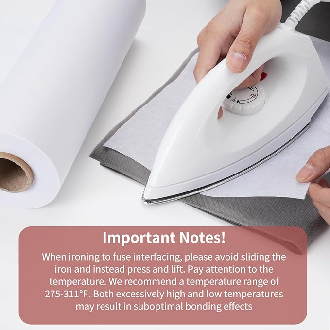 Light Weight 12"X 30 Yards Fusible Interfacing for Sewing,Iron-On Non-Woven Interfacing Fabric Polyester Single-Sided Interfacing for Sewing Supplies