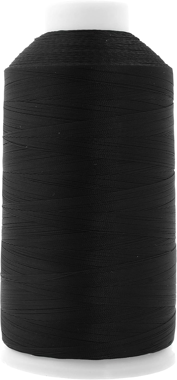 Mandala Crafts Size 346 210D T350 Bonded Nylon Thread - Black 415 YDs Tex 350 Heavy Duty Sewing Threads for Leather, Jeans, Weaving, Outdoor Marine Upholstery