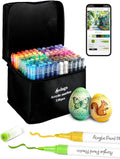 YHC 120 Colors Acrylic Paint Pens with Free App, Dual Tip Acrylic Paint Markers with Brush Tip and Fine Tip for Adults, Eggs, Wood, Rock, Canvas, Plastic, Stone, Glass, Ceramic