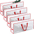 Amylove 4 Pcs Large Christmas Tree Storage Bags Heavy Duty Xmas Zippered Bags Bulk Waterproof Plastic Christmas Tree Container with Carry Handles(7.5 ft,White)