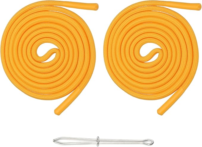 uxcell 2pcs 53inch Drawstring Cords Replacement Drawstring Hoodie String Sewing Tool with Easy Threader for Hoodie Sweatpants Jackets Pants Hats Coats Bags, Lemon Yellow