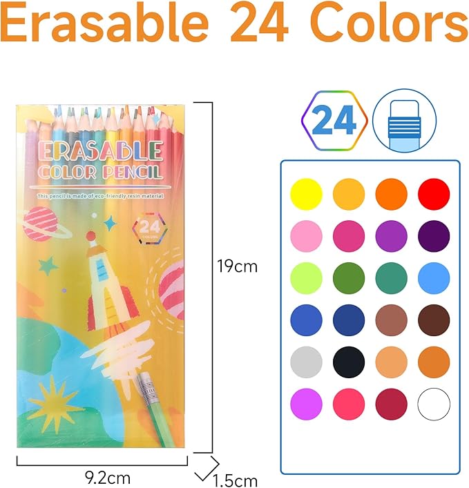 24 Pack Colored Pencils, Soft Core, 48 Count Pre-sharpened Coloring Pencils Bulk, Erasable Vibrant Colour Pencil for Painting, Drawing, Sketching, Ideal Back to School Supplies