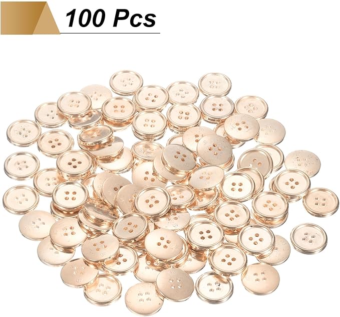 HARFINGTON 100pcs 40L Plastic Sewing Buttons 25mm 1" 4-Hole Round Replacement Craft Button for Coats Sewing Clothing and DIY, Rose Gold