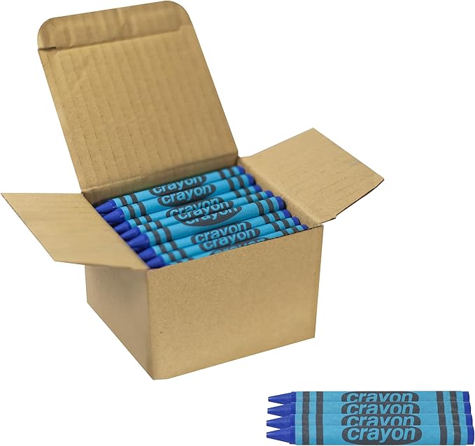 80 Count Single Color Crayons Bulk Pack - BLUE single color crayon refill - Regular size crayons (5/16" x 3-1/2")