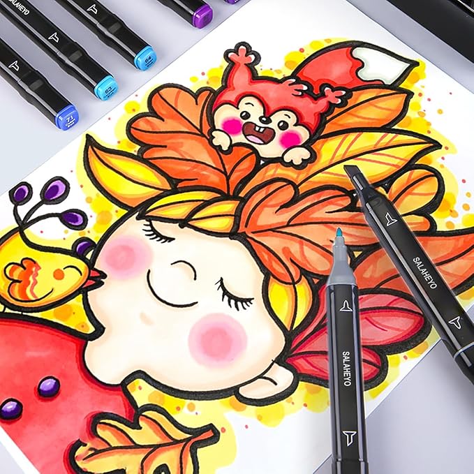 120 Colors Alcohol Markers with Base Art Drawing Markers Set for Adults Painting,Coloring,Sketching, Comics, Illustration- Refillable