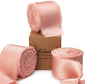 Ribbli Rose Gold Silk Satin Ribbon 1.5 Inch x 30 Yard Handmade Frayed Chiffon Rose Gold Ribbon for Gift Wrapping Wedding Invitations Bridal Bouquets Home Decor