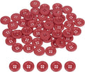 HARFINGTON 50pcs Sewing Button 15mm (5/8 Inch) 4 Holes Resin Thickened Round Crafting Replacement Buttons for Clothing DIY Crafts Decoration, Bright Red