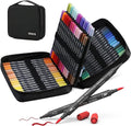 Markers for Adult Coloring Books: 60 Color Dual Tip Fine & Brush Pens Water-Based Coloring Marker for Adults Drawing Sketching Bullet Journal Writing Lettering No bleeding