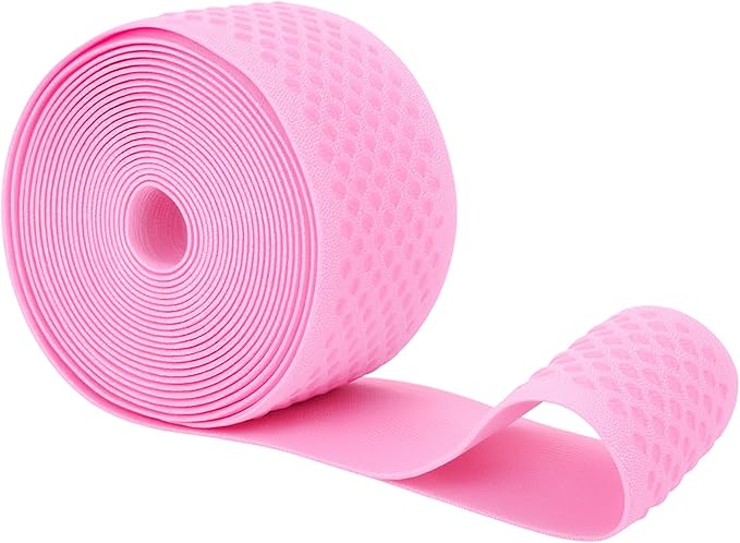 Mandala Crafts 2 Inch Elastic Silicone Gripper Tape for Clothing - 5 Yds Dotted Non Slip Elastic Band for Sewing - Pink Silicone Flat Fabric Stretchy Ribbon Straps