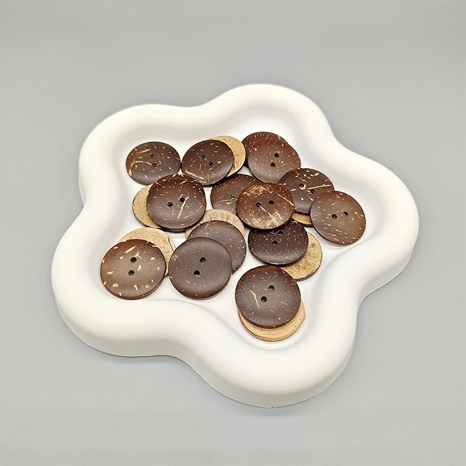 50-Pcs 1" Natural Coconut Shell Buttons | Bulk Brown Wooden Sewing Replacement Buttons for Sewing Crafts Clothes Decorations (25mm)