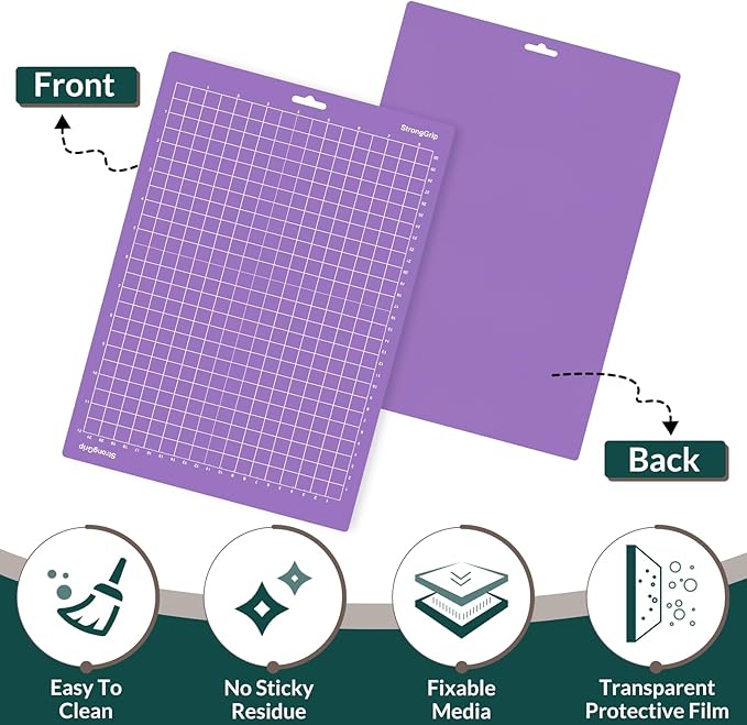 WISYOK 12x8.5 Inch Cutting Mats for Cricut Joy Xtra, 2-Pack Strong Grip Reusable Adhesive Mats for Crafts, Quilting, Sewing