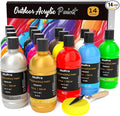 Nicpro 14 Colors Large Bulk Outdoor Acrylic Paint Set (16.9 oz, 500 ml) Rich Art Painting Supplies, Non Toxic for Multi Surface Canvas Rock Wood Leather Fabric Stone Metal Wall Craft with Color Wheel