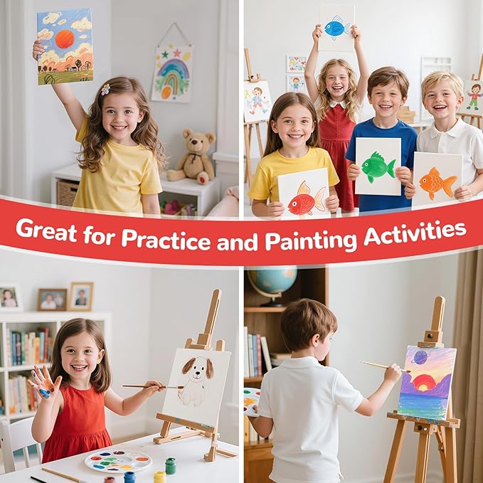 48 Pack Small Canvas Boards for Painting 5x7, 8x10 Inch (24pc of Each) Flat Canvas Panels for Kids- 100% Cotton for Acrylic Watercolor Paint