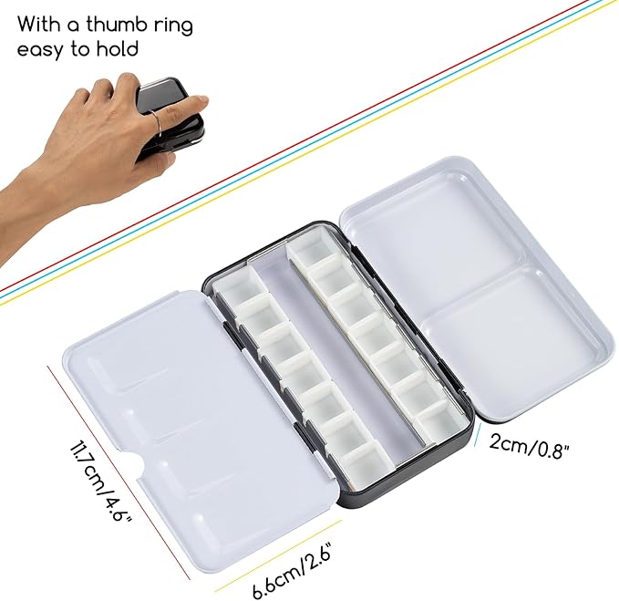 MEEDEN Empty Watercolor Paint Palette: Travel Water Color Palette Tin with 12 Half Pans - Portable Metal Palette Tin Box (Colorful)